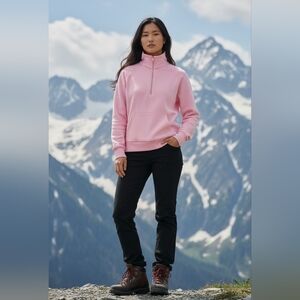 Mangopop Pink Women's Half-Zip Versatile Pullover NWT Medium Kangroo Pockets